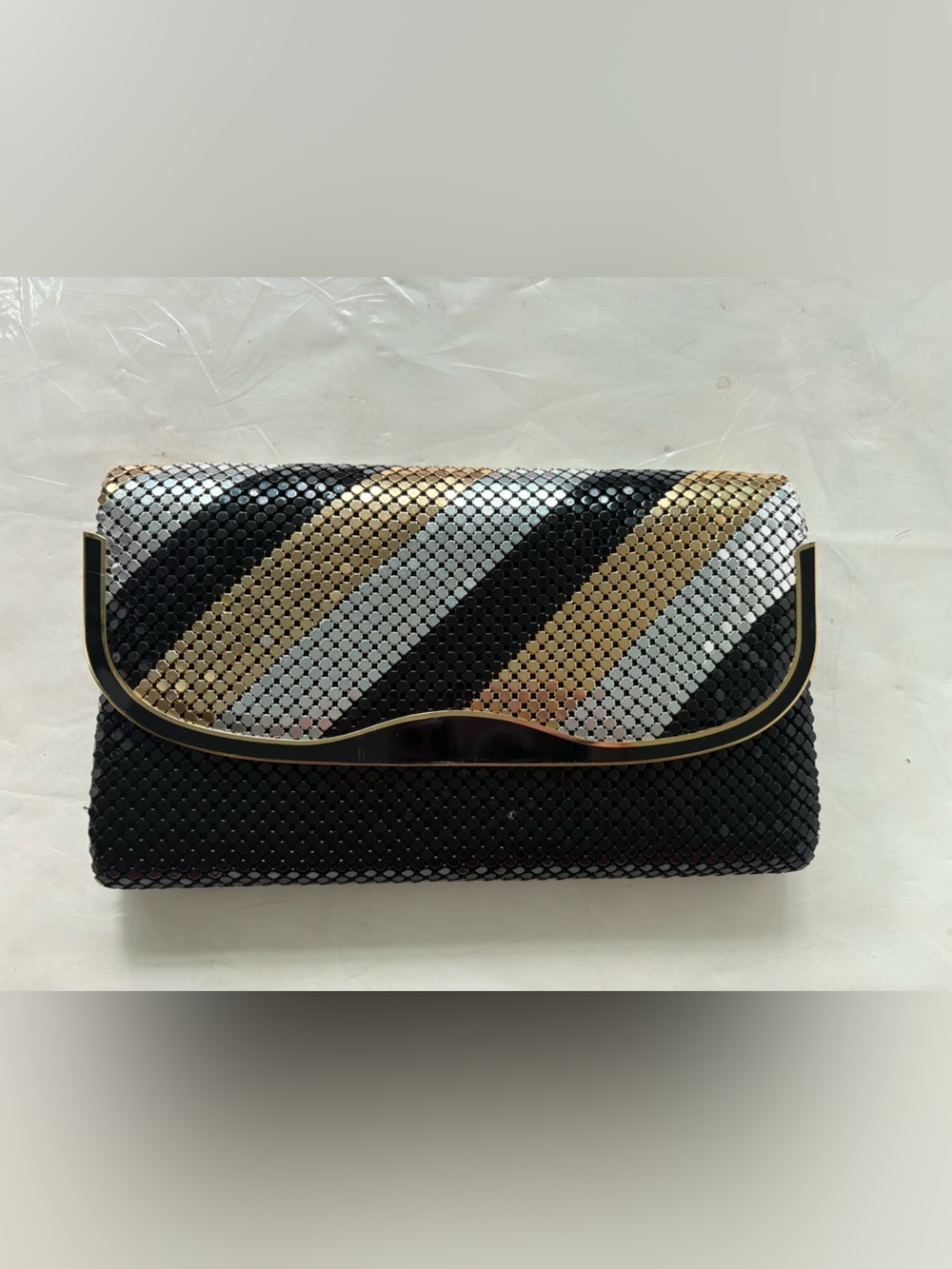 Vintage Elegant Black and Silver Sequin Clutch